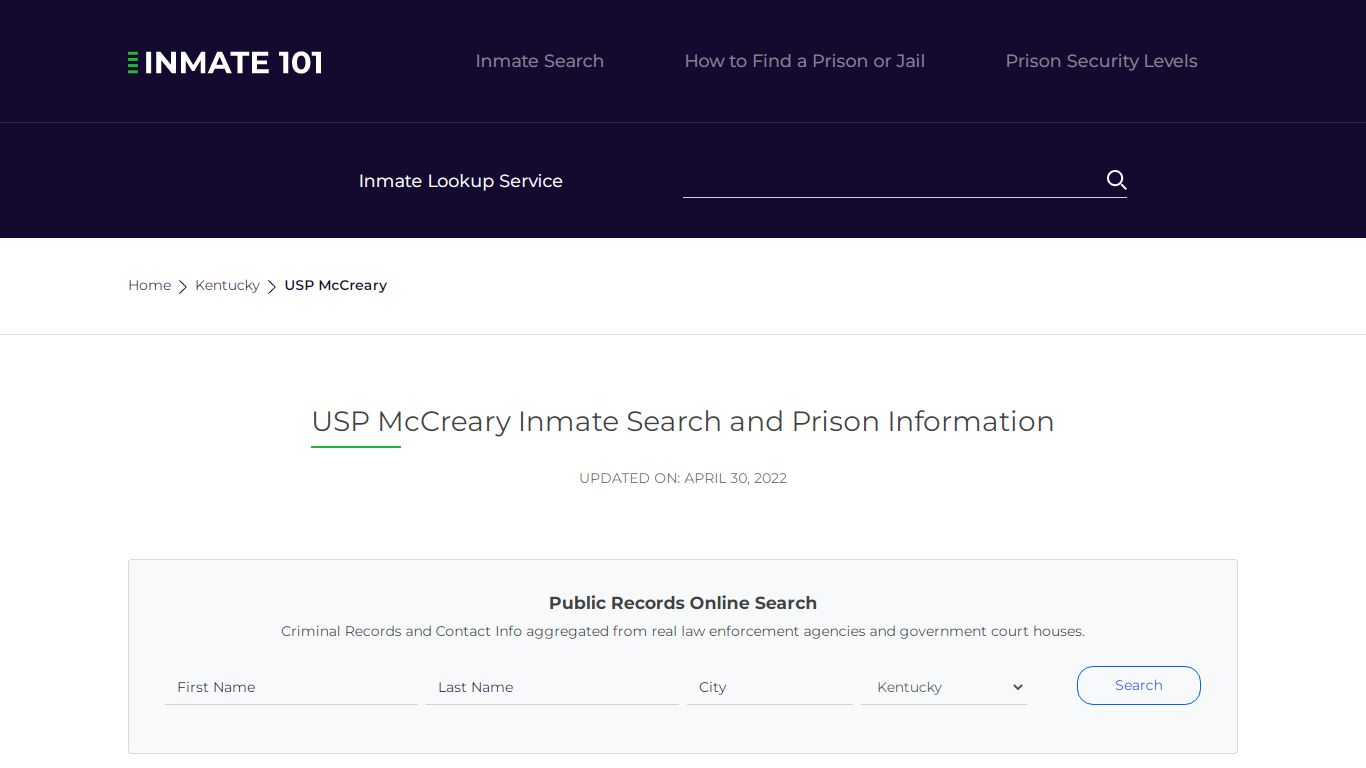 USP McCreary Inmate Search | Lookup | Roster