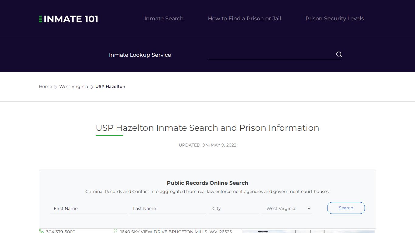 USP Hazelton Inmate Search | Lookup | Roster